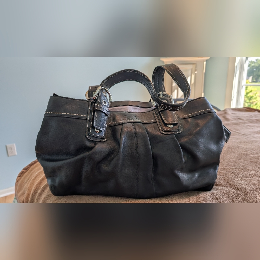 Coach Black Leather Women's Handbag Satchel - Amazing Condition Barely Used